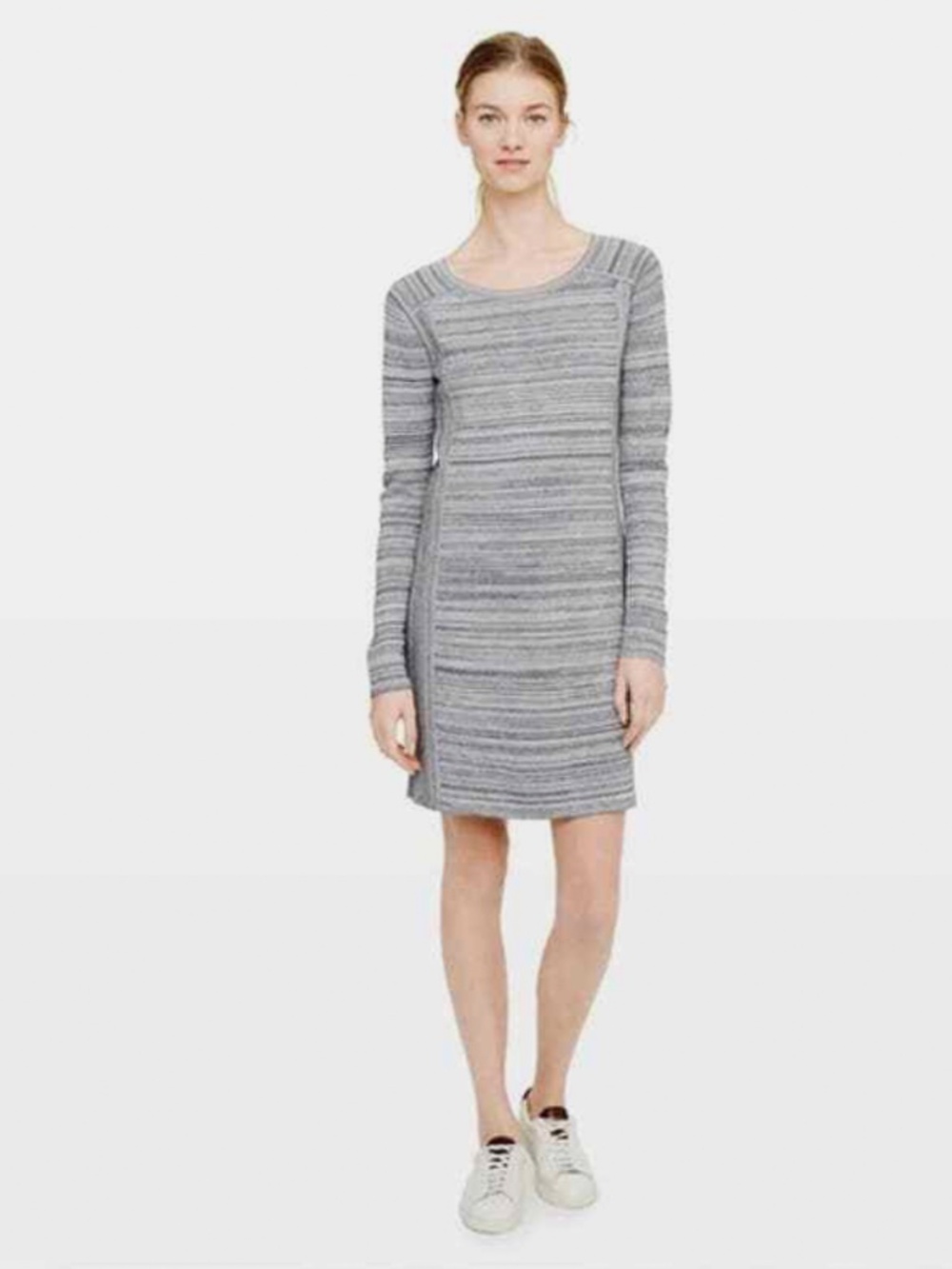 Club Monaco Gray Marled Thick Knit Sweater Dress Long Sleeve Small Quiet Luxury
